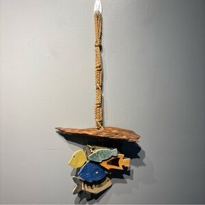 Tropical‎ Pottery Fish, Driftwoods Design Hanging Wind Chime  Outdoor/indoor